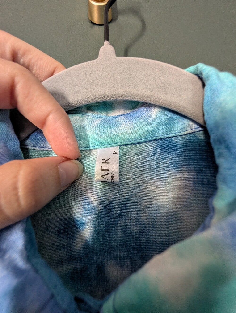Ekoiaer Tie-Dye Blue & Aqua Button-Front Swim Coverup Shirt - Picture 3 of 8